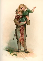 Bob Cratchit trägt Tiny Tim