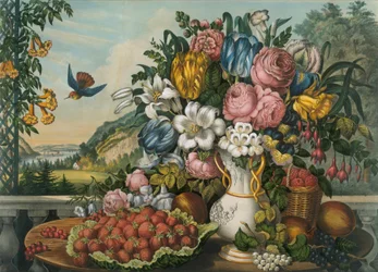 Landschaft - Früchte und Blumen