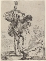 Der heilige Christophorus reicht dem Jesuskind die Hand