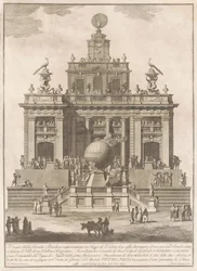 Die zweite Maschine für die Chinea von 1785: Ein Lustschloss mit einem Heißluftballon