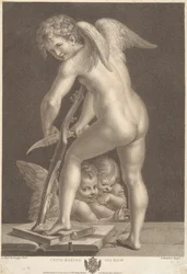 Amor schnitzt einen Bogen