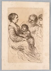 Dame, Junge und zwei alte Männer