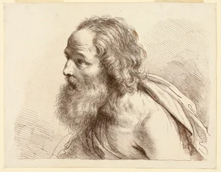 Porträt eines alten Mannes mit Bart und nackten Schultern