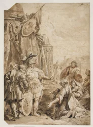 Die Familie des Darius kniet vor Alexander dem Großen