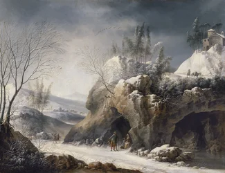 Winterlandschaft mit einer Bauernfamilie
