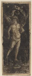 Cherub auf einer Vase mit Inschrift: "SOLI DEO HONOR"