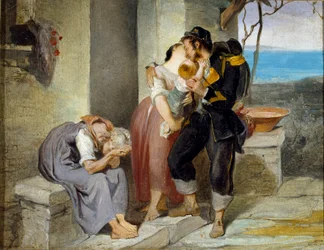 Abschied des Soldaten von seiner Familie