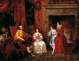 Prinz erzählt jungem Prinzen und seiner Mutter von Gertrudes Entscheidung, Nonne zu werden, Episode aus Die Verlobten von Alessandro Manzoni