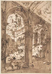 Architektonisches Capriccio: Innenhof eines Palastes