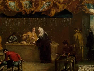 Schild der Zunft der Koroneri, von Francesco Guardi, Italien