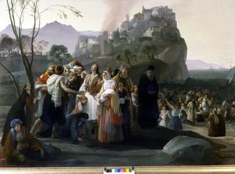 Francesco Hayez (1791 - 1882): Die Flüchtlinge von Parga (1826 - 1831) (Episode der Unabhängigkeit Griechenlands). Mailand, Galerie der Modernen Kunst.