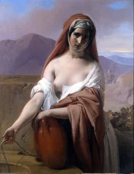 Rebecca am Brunnen. Gemälde von Francesco Hayez. Accademia di Brera. Mailand