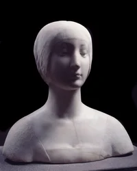 Büste einer jungen Frau namens Beatrice von Aragón. Francesco da Laurana zugeschriebene Marmorskulptur