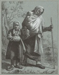 Bäuerin mit zwei Kindern