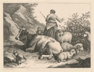 Stehende Schäferin mit einem Kind