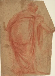 Schwer verhüllte Frau von hinten gesehen