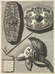Restauriertes Detail der Trophäen von Ottaviano Augusto, ca. 1753