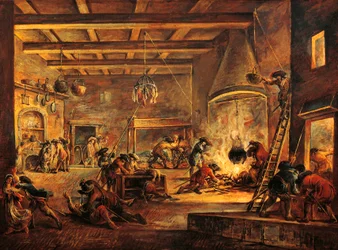Plündernde Küche, von Francesco Simonini (1669-1753)