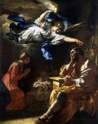 „Der Traum von Joseph“ oder „Joseph und der Engel“ oder „Der Traum des heiligen Joseph“. Gemälde von Francesco Solimena