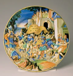 Teller mit der Schlacht von Roncevaux