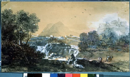 Landschaft mit Wasserfall