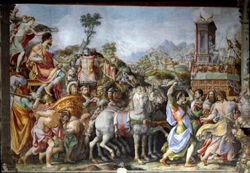 Der Triumph des Marcus Furius Camillus, General und römischer Staatsmann (Fresko)