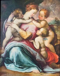 Madonna und Kind, der junge St. Johannes und ein Engel