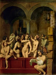Der Uriah-Brief, Bathseba und ihre Dienerinnen beim Baden