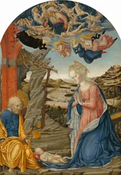 Die Geburt Christi, mit Gott dem Vater umgeben von Engeln und Cherubim