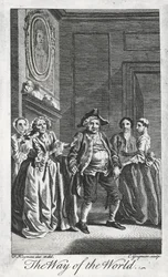 Szene aus The Way of the World von William Congreve (1670-1729), Gravur von Charles Grignon nach einer Zeichnung von Francis Hayman in Lincoln