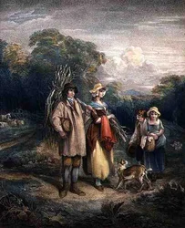 Die Rückkehr des Holzfällers, graviert von John Whessell, veröffentlicht von T. Simpson und Darling & Thompson
