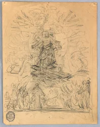 Skizze einer Figur am Kreuz
