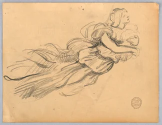 Skizze einer Figur mit Draperie