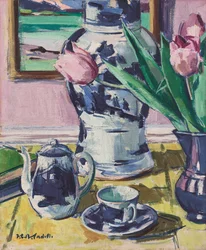 Stillleben mit Tulpen und Iona