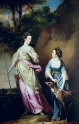 Die ehrenwerte Lady Stanhope und die Gräfin von Effingham als Diana und ihre Begleiterin
