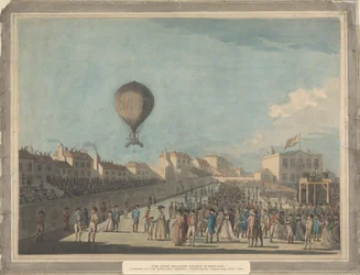 Der erste Ballonaufstieg in England, September 1784, vom Artillerieplatz, Moorfields