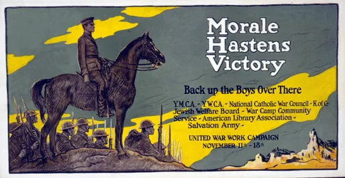 Moral beschleunigt den Sieg - Unterstützt die Jungs dort drüben, United War Work Campaign, 11. - 18. Nov., veröffentlicht 1918