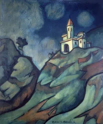 Berglandschaft mit Kirche