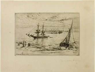 Eine Brigg vor Anker
