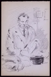 Porträt von Gilbert? Bayes, ca. 1928 (Bleistift auf Papier)