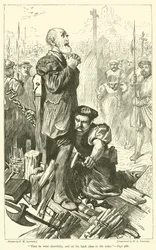 Dann ging er fröhlich und lehnte seinen Rücken dicht an den Pfahl