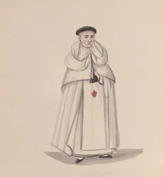Ein Priester des Mercedarierordens, Orden Unserer Lieben Frau der Barmherzigkeit, aus einer Gruppe von Zeichnungen