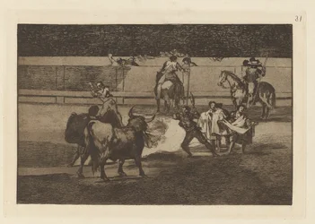 Banderillas mit Feuerwerkskörpern, Tafel 31 aus La tauromaquia