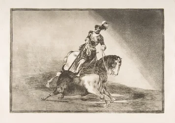 Tafel 10 aus La Tauromaquia: Karl V. spießt einen Stier in der Arena von Valladolid, 1816
