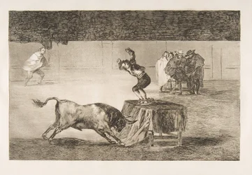 Blatt 19 der Tauromaquia: Eine weitere Verrücktheit von ihm im selben Ring, 1816