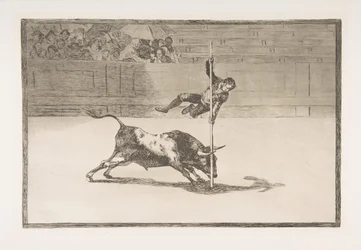 Platte 20 aus der Tauromaquia: Die Beweglichkeit und Kühnheit von Juanito Apiñani in der Arena, 1816