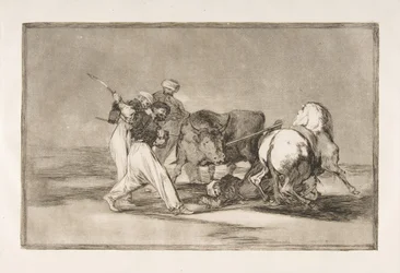 Platte 3 der Tauromaquia: Die Mauren siedelten sich in Spanien an und gaben die Aberglauben auf, 1816