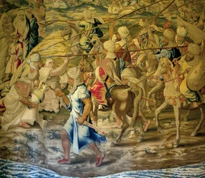 Arabische Soldaten (Detail) - Eroberung von Tunis - Tapisserie von Francisco und Cornelius Van der Goten (18. Jahrhundert), gewebt in der königlichen Tapisseriefabrik, Mitte des 18. Jahrhunderts, nach der Tapisserie des 16. Jahrhunderts von Willem de Panne