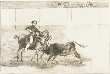 Männlicher Mut der berühmten Pajuelera im Ring von Saragossa, Platte 22 aus Die Kunst des Stierkampfs