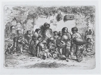 Tafel 11: Eine Gruppe von Menschen im Freien, aus der Serie der Bräuche und Vergnügungen der Spanier, 1850